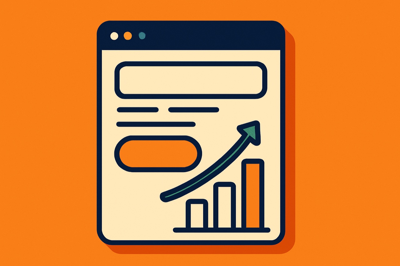 A clean landing page mockup with a headline and a prominent call to action button