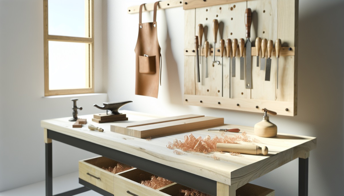 Outils de menuiserie sur un etabli d'artisan illustrant le savoir-faire artisanal