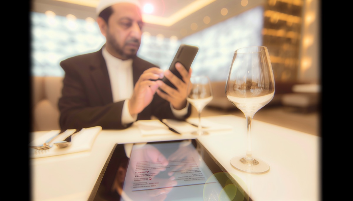 Clients consultant le menu d'un restaurant sur leur smartphone