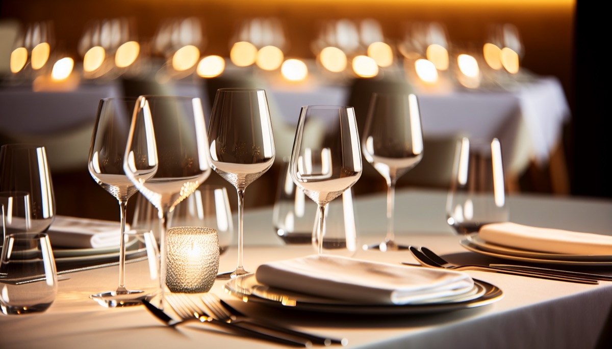 Table et chaises de restaurant avec une ambiance professionnelle et chaleureuse