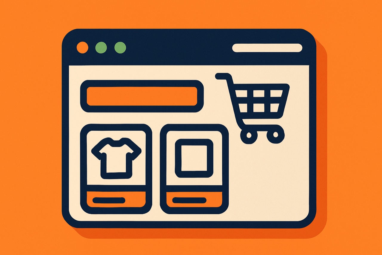 Boutique en ligne affichée sur un ordinateur portable avec panier d'achat