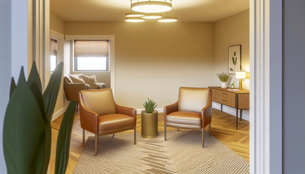 Seance de consultation entre un therapeute et son client dans un cabinet professionnel