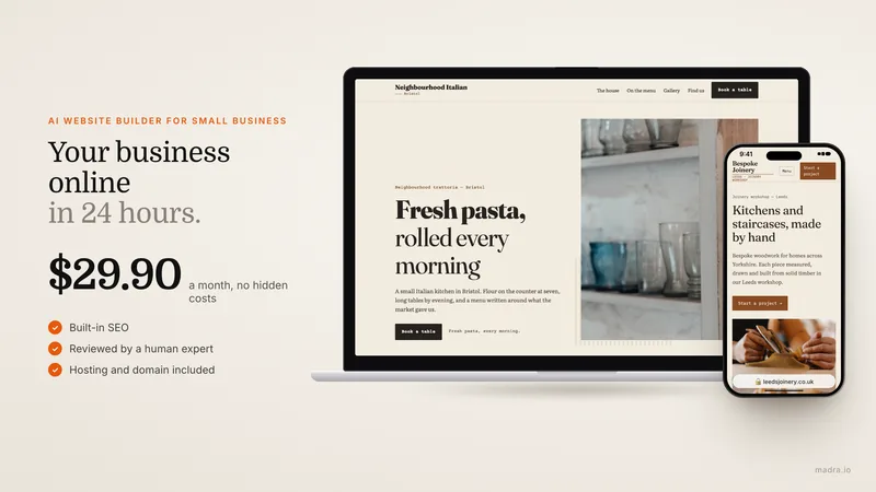 AI website builder for a small business
