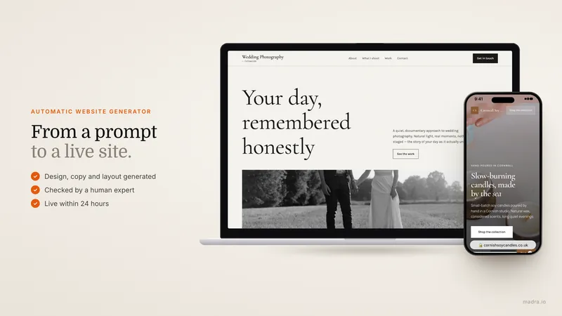 Automatic AI website generator