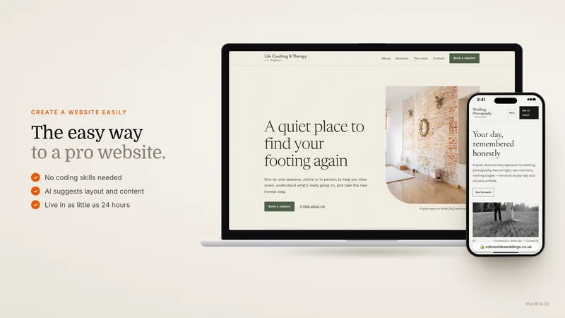 Create a website easily in one click