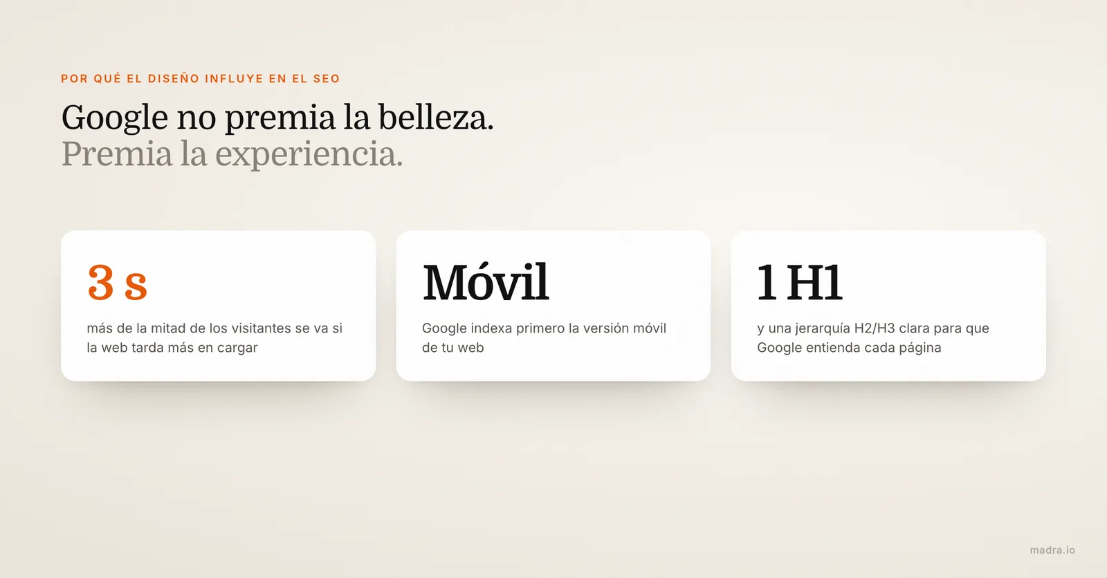 Por qué el diseño influye en el SEO: velocidad de carga, indexación móvil primero y estructura de encabezados