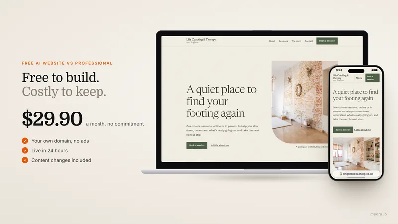 Free AI website vs professional website