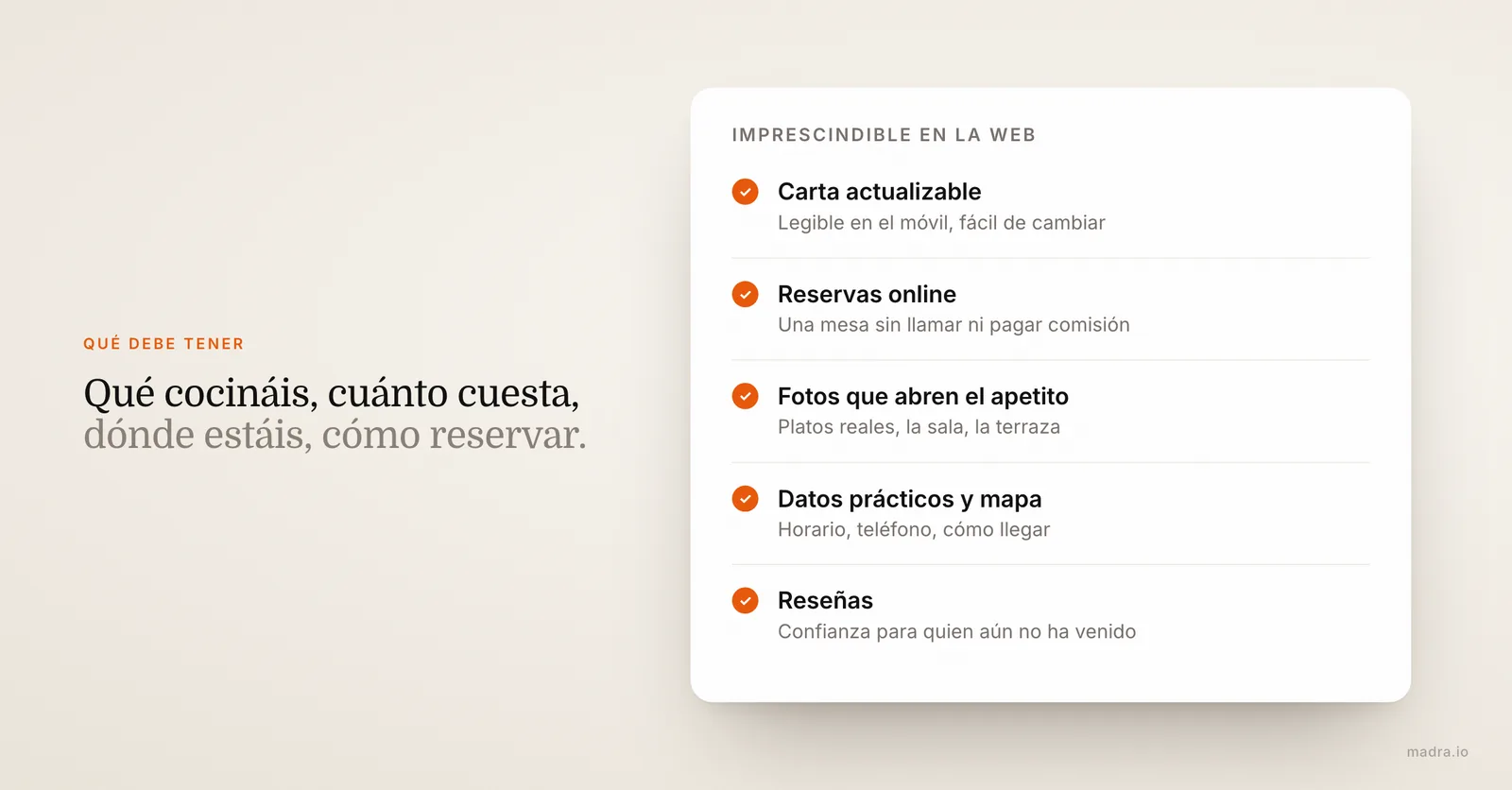 Qué debe tener la web de un restaurante: carta actualizable, reservas online, fotos, datos prácticos y reseñas