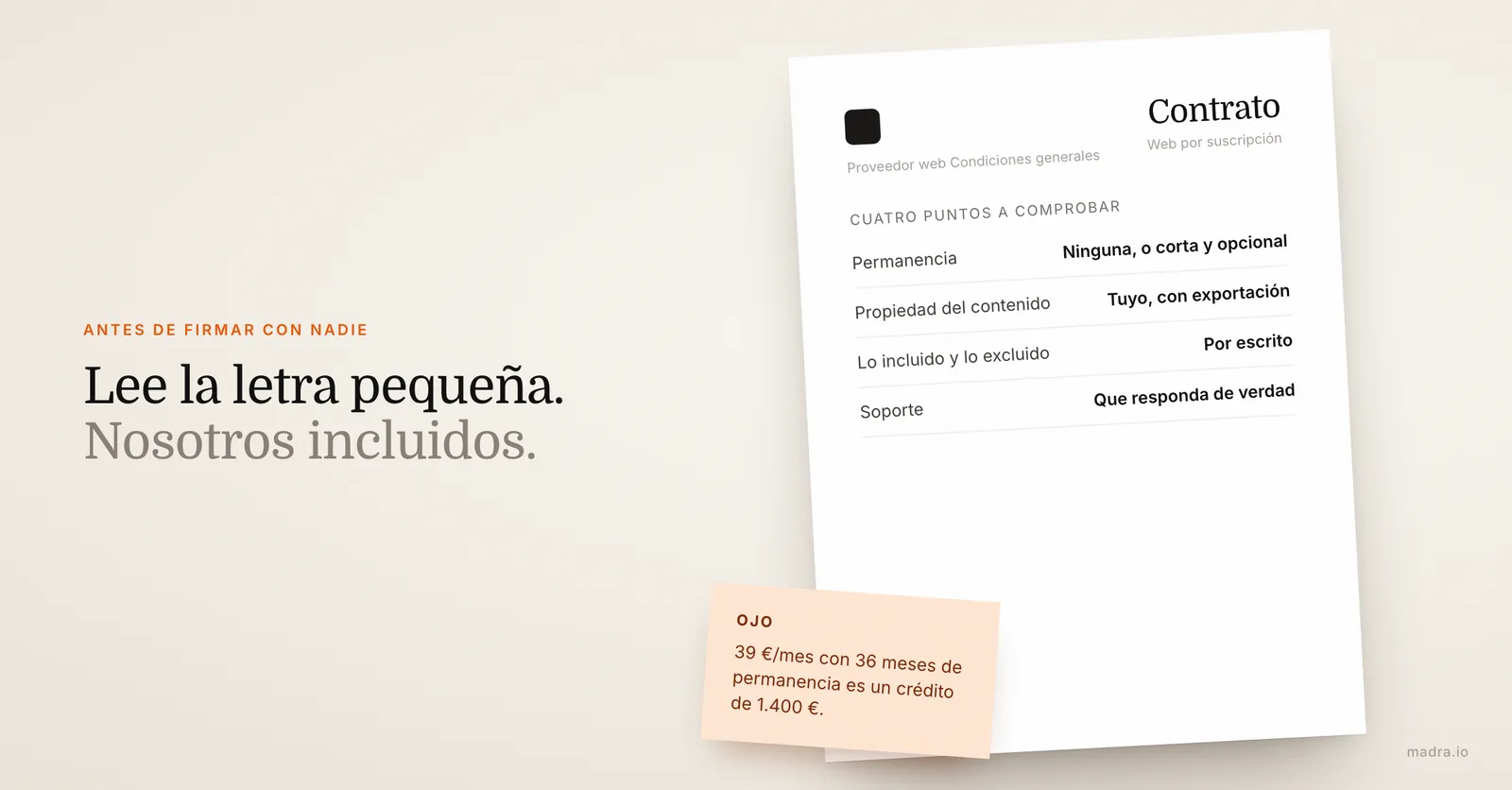 Contrato de web por suscripción con la letra pequeña: permanencia, propiedad del contenido, lo incluido y soporte