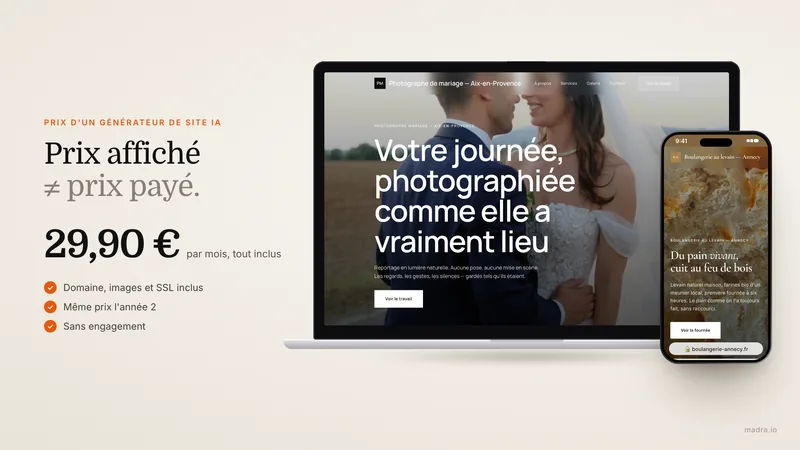 Calculatrice et grille de prix des générateurs de sites IA