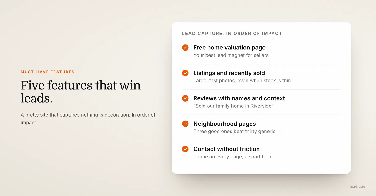 The five features of an estate agent website that turn visitors into leads, starting with a free home valuation page