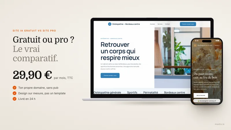 Site IA gratuit vs site professionnel : la comparaison