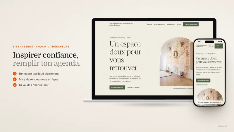 Site internet pour coach et thérapeute : prise de rendez-vous