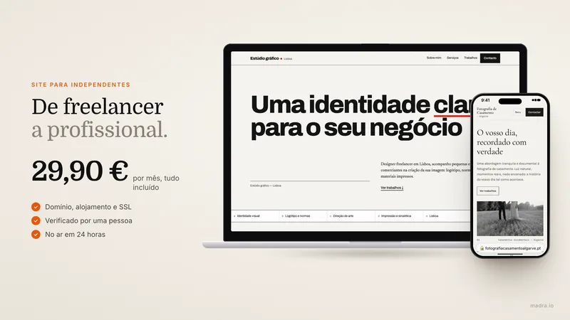 Sites de independentes em portátil e iPhone: estúdio de design em Lisboa e fotógrafo no Algarve