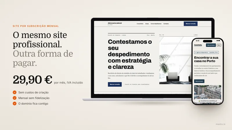 Comparação entre comprar um site e pagar um site por subscrição mensal