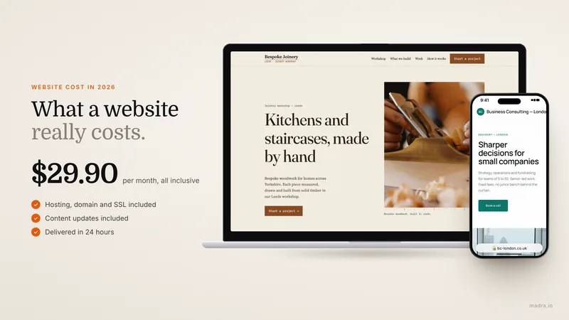 Website cost comparison: agency, freelancer and AI
