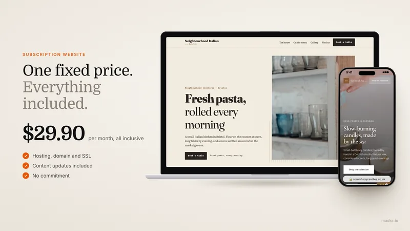 Website on a monthly subscription