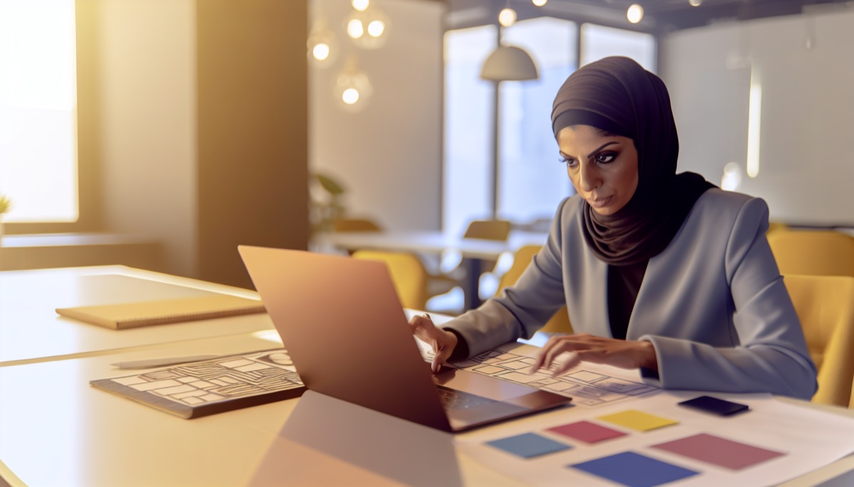 Femme travaillant sur un ordinateur portable pour un projet de refonte web